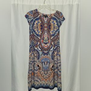 R&K Blue and Orange Paisley Dress Size  M #beach #bohemian #vacation #fun
